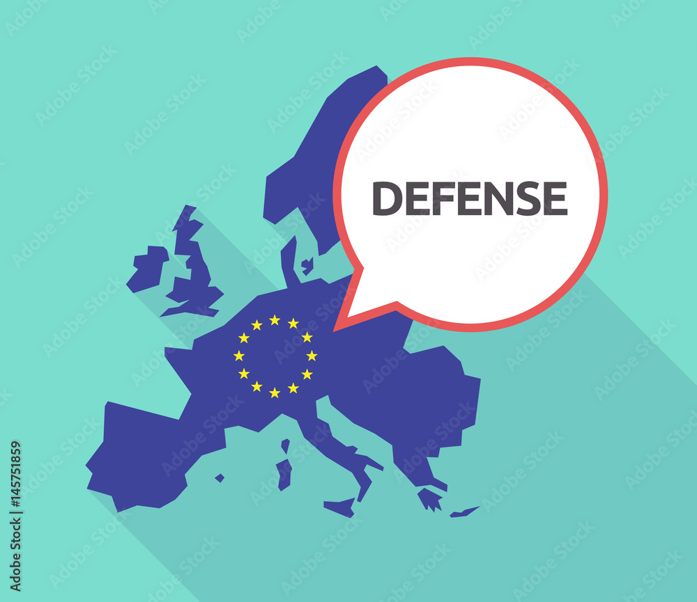 Obraz premium Long shadow EU map with the text DEFENSE