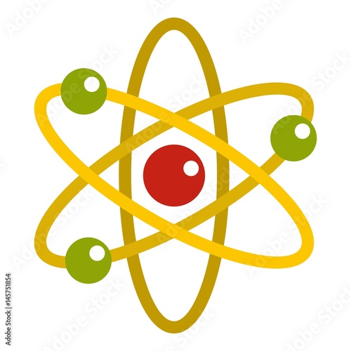 Nucleus and orbiting electrons icon isolated