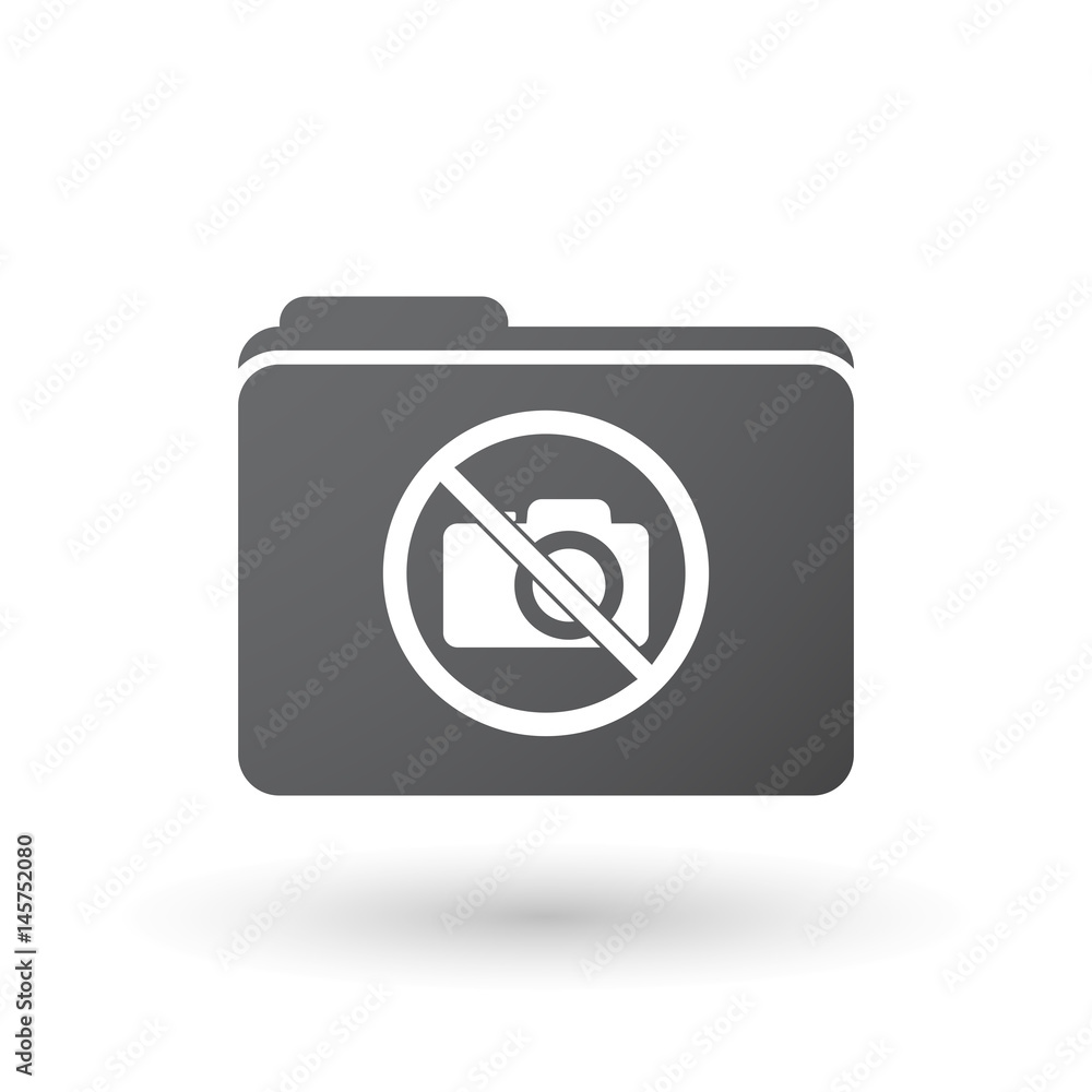 Isolated folder signal with a photo camera in a not allowed signal Isolated folder signal with a photo camera in a not allowed signal