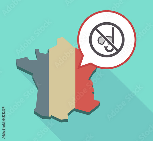 Long shadow France map with  a diving glasses and a snorkel  in a not allowed signal