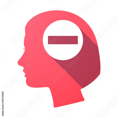 Isolated female head with  a no trespassing signal