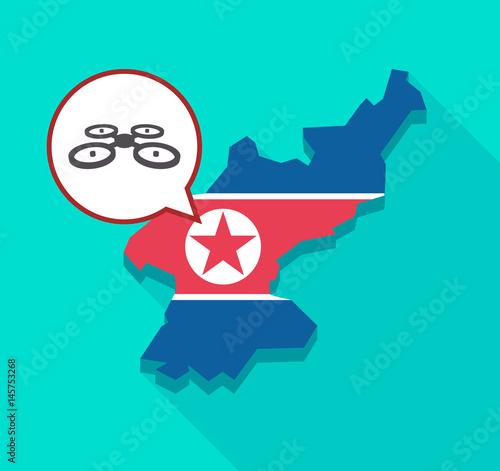 North Korea map with  a quadcopter drone