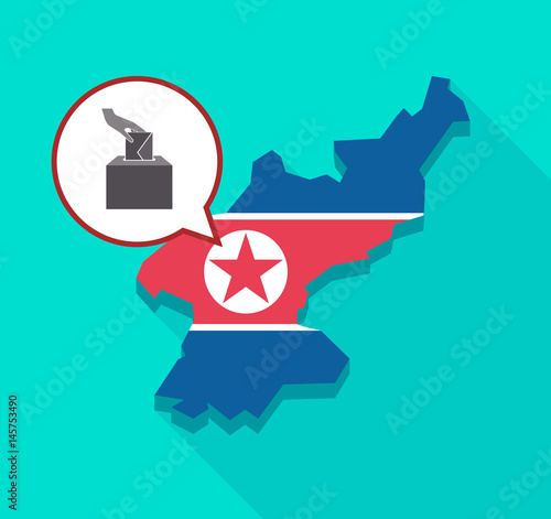 North Korea map with  a hand inserting an envelope in a ballot box