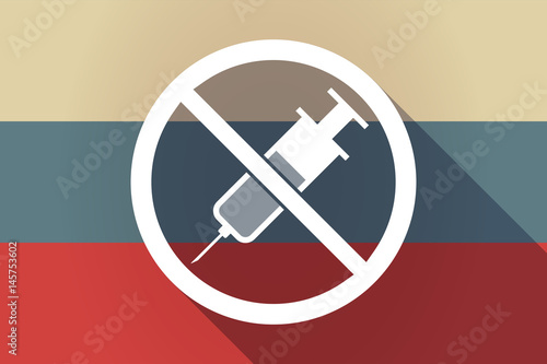 ong shadow Russia flag with  a syringe  in a not allowed signal