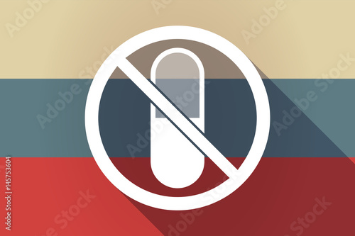 ong shadow Russia flag with  a pill  in a not allowed signal