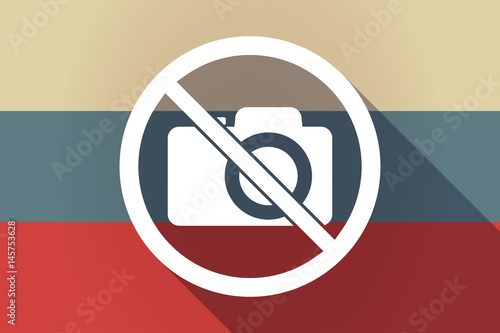 ong shadow Russia flag with  a photo camera  in a not allowed signal