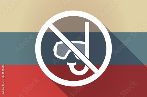 ong shadow Russia flag with  a diving glasses and a snorkel  in a not allowed signal