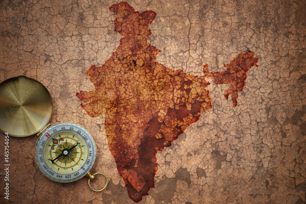 map of india on a old vintage crack paper Stock Photo | Adobe Stock