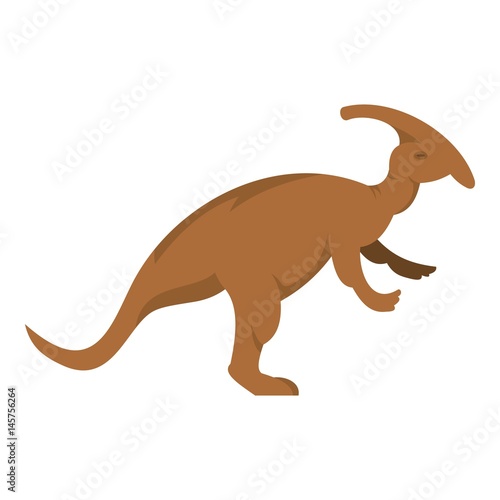 Brown parazavrolofus dinosaur icon isolated