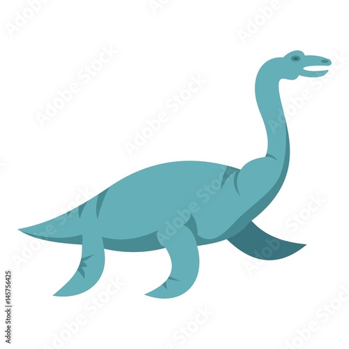 Blue elasmosaurine dinosaur icon isolated