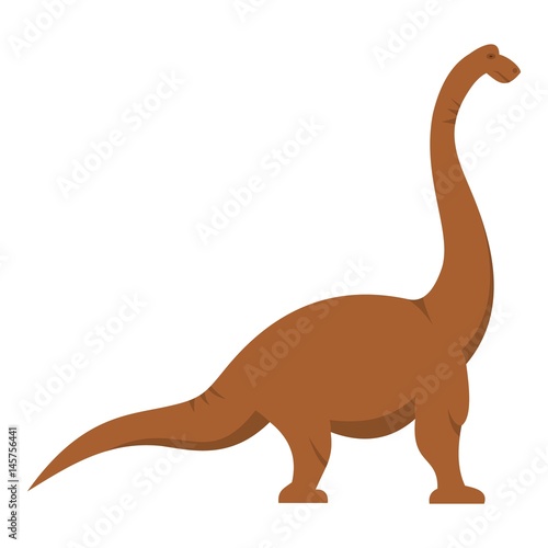 Brown brachiosaurus dinosaur icon isolated