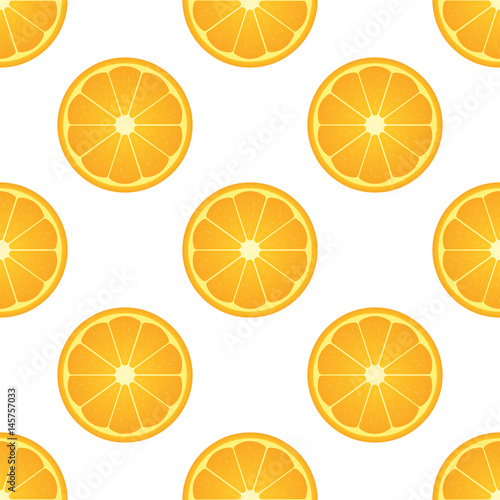 Orange citrus fruit. Healthy vegan food vector illustration. Seamless pattern