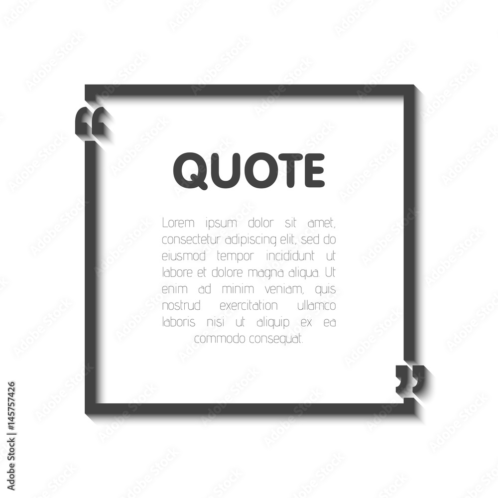 Quote bubble blank templates. Empty business card, paper sheet, information, text. Realistic 3d shadow. Print design Vector illustration