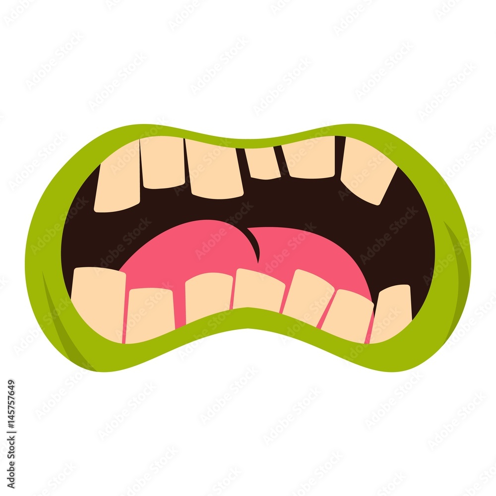 Open zombie mouth icon isolated Open zombie mouth icon isolated