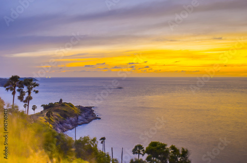 Beautiful sunset at the cape at Promthep cape, Thailand 2017