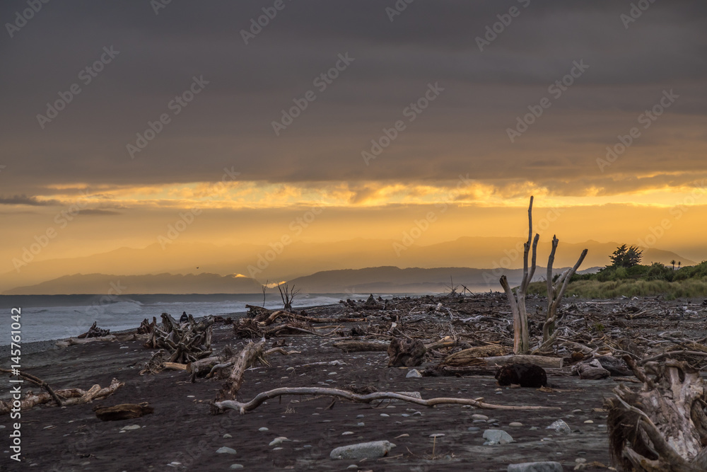 Sunrise at Hokitika on the West Coast of New Zealand's South Island. Sunrise at Hokitika on the West Coast of New Zealand's South Island.