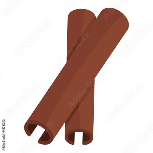 Two cinnamon stick spice icon isolated