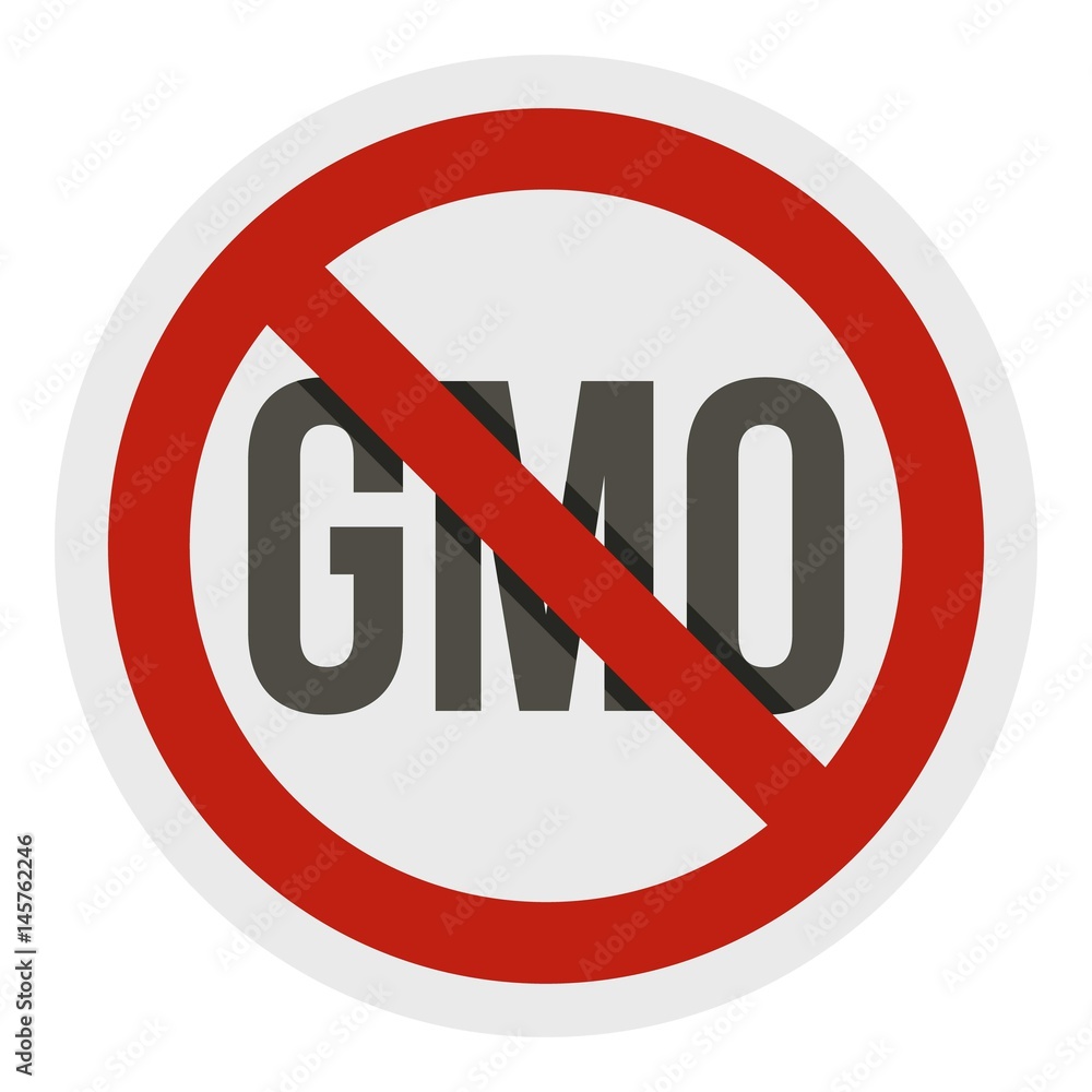Stop GMO, red prohibition sign icon isolated Stop GMO, red prohibition sign icon isolated