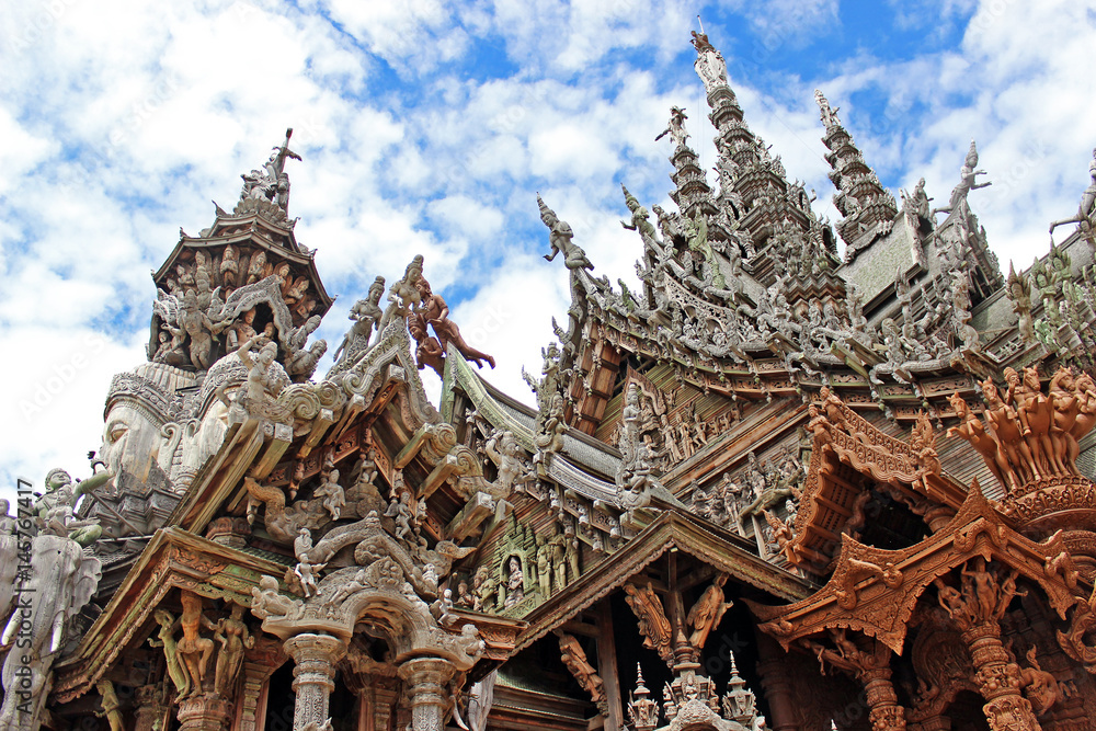 The roof of Sanctuary of Truth in Pattaya, Thailand