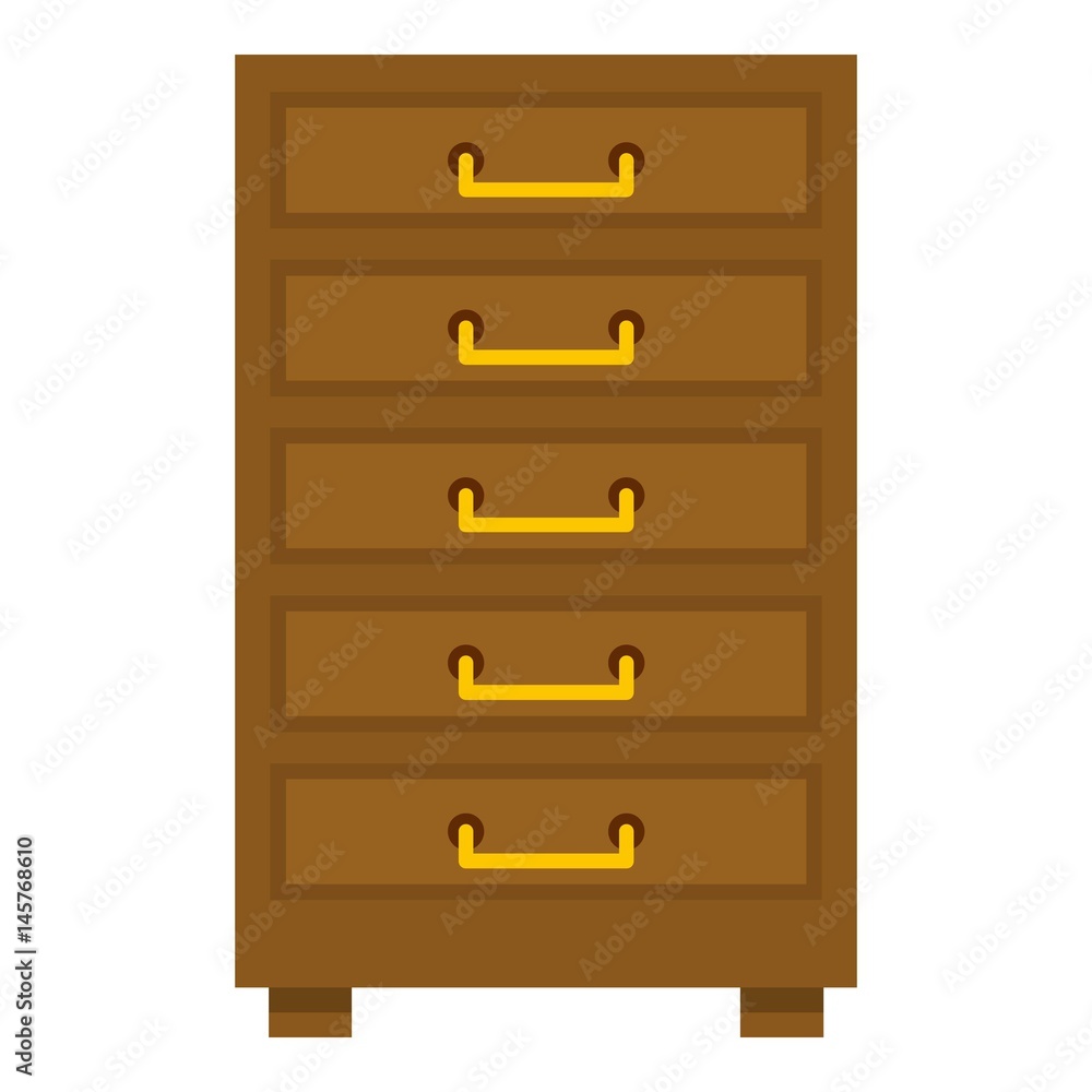 Wooden cabinet with drawers icon isolated Wooden cabinet with drawers icon isolated