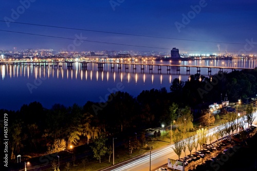 Night scene of Dnipro. Ukraine