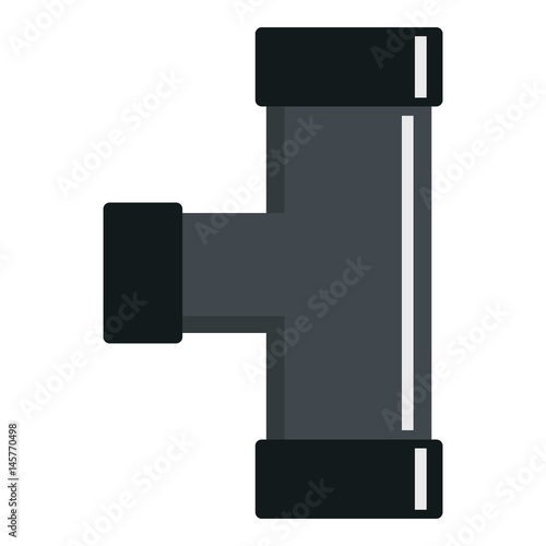 Black joint T pipe connection icon isolated