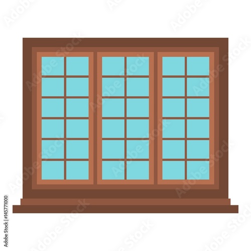 Wooden brown tricuspid window icon isolated