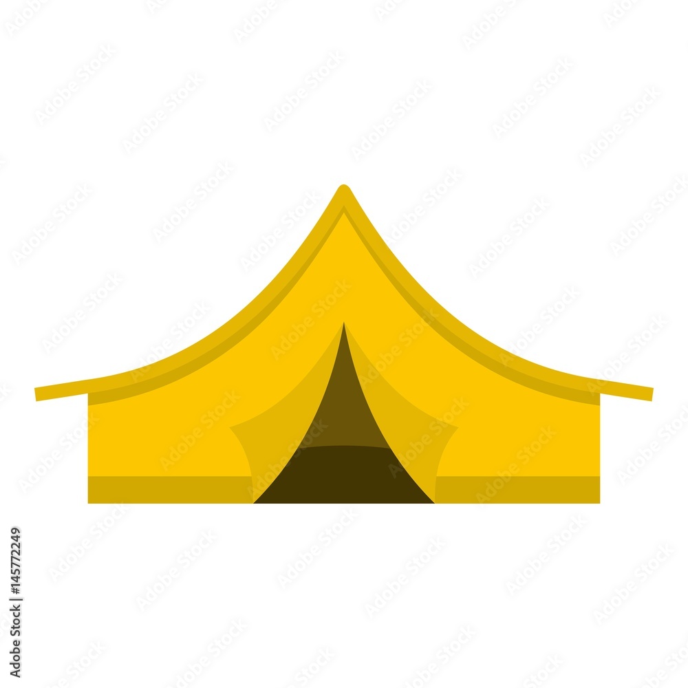 Yellow tourist tent icon isolated Yellow tourist tent icon isolated