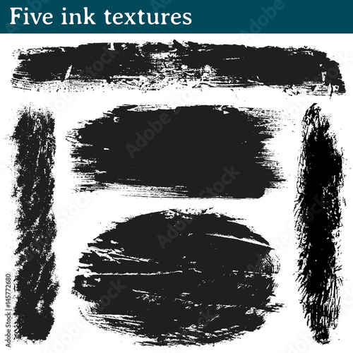 Five ink textures. Set of textures made with ink stains to give a grunge look to your vector works.