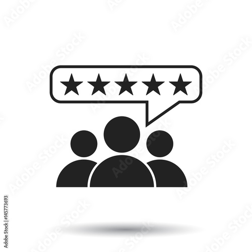 Customer reviews, rating, user feedback concept vector icon. Flat illustration on white background.