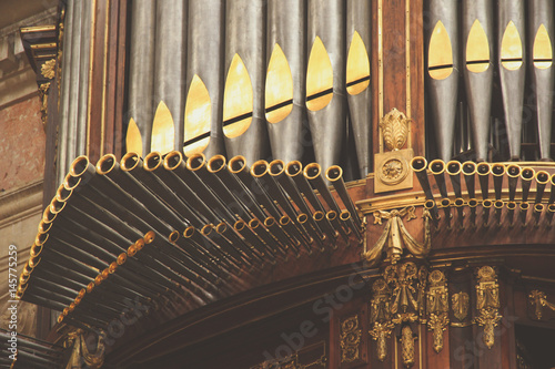 Bild auf Leinwand Detail from baroque pipe organ