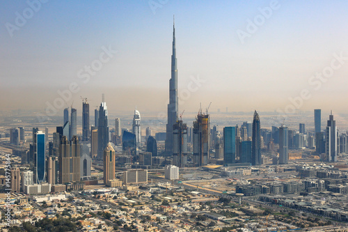Papier peint Dubai Skyline Burj Khalifa Downtown Luftaufnahme Luftbild