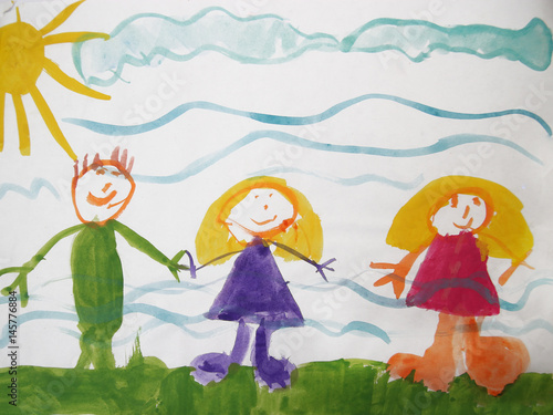 Drawing made by a child, happy family