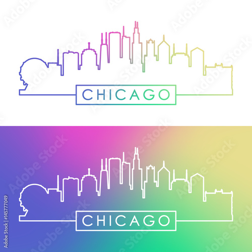 Chicago skyline. Colorful linear style.