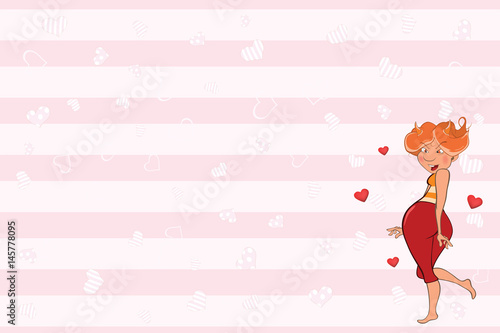 Valentines card  with a Cute Sexy Girl. Birthday illustration