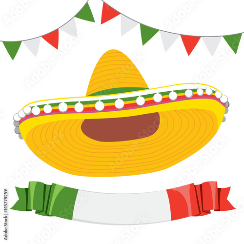 5 de mayo hat with Mexican flag banner