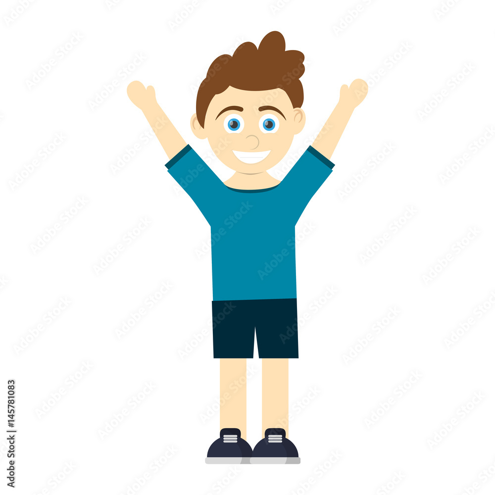 happy smiling blue eye boy raising arms icon image vector illustration design happy smiling blue eye boy raising arms icon image vector illustration design