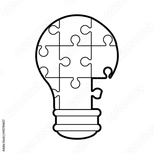 lightbulb made of puzzle pieces teamwork concept image vector illustration design 