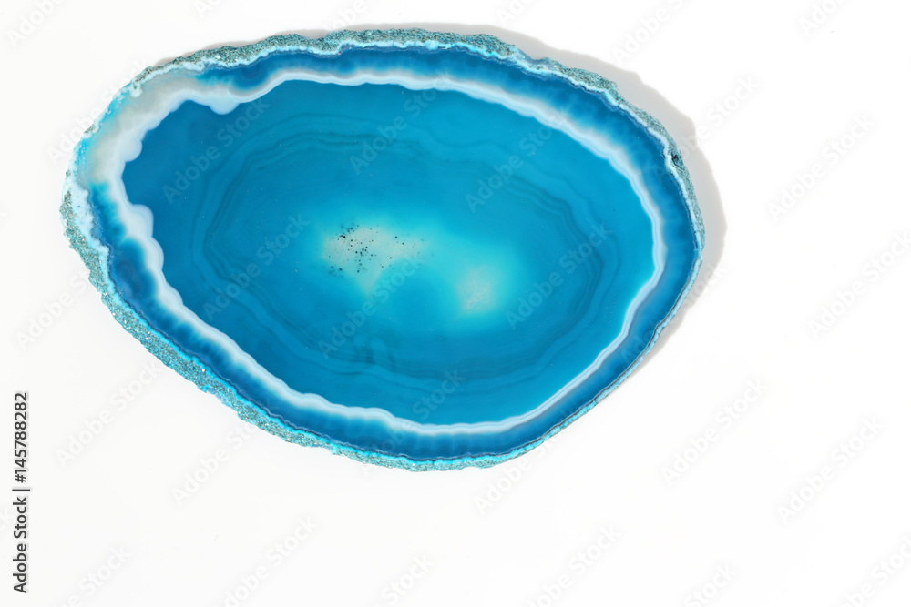 Big oval turquoise agate slice on white background Big oval turquoise agate slice on white background