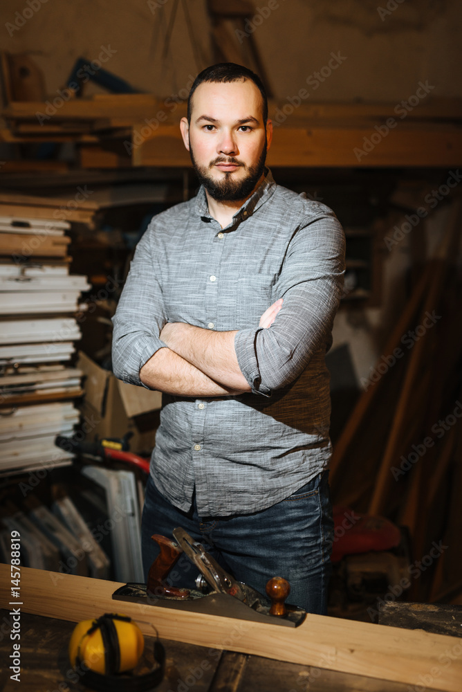 Carpenter, in the workshop at work Carpenter, in the workshop at work