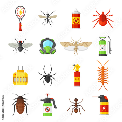 Pest control vector icons isolated on white background