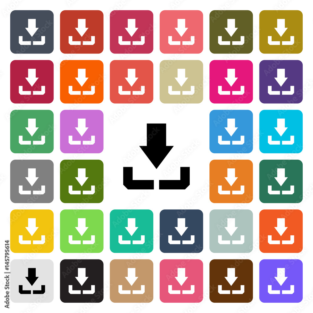 Vector modern Download flat design icon set in button Vector modern Download flat design icon set in button