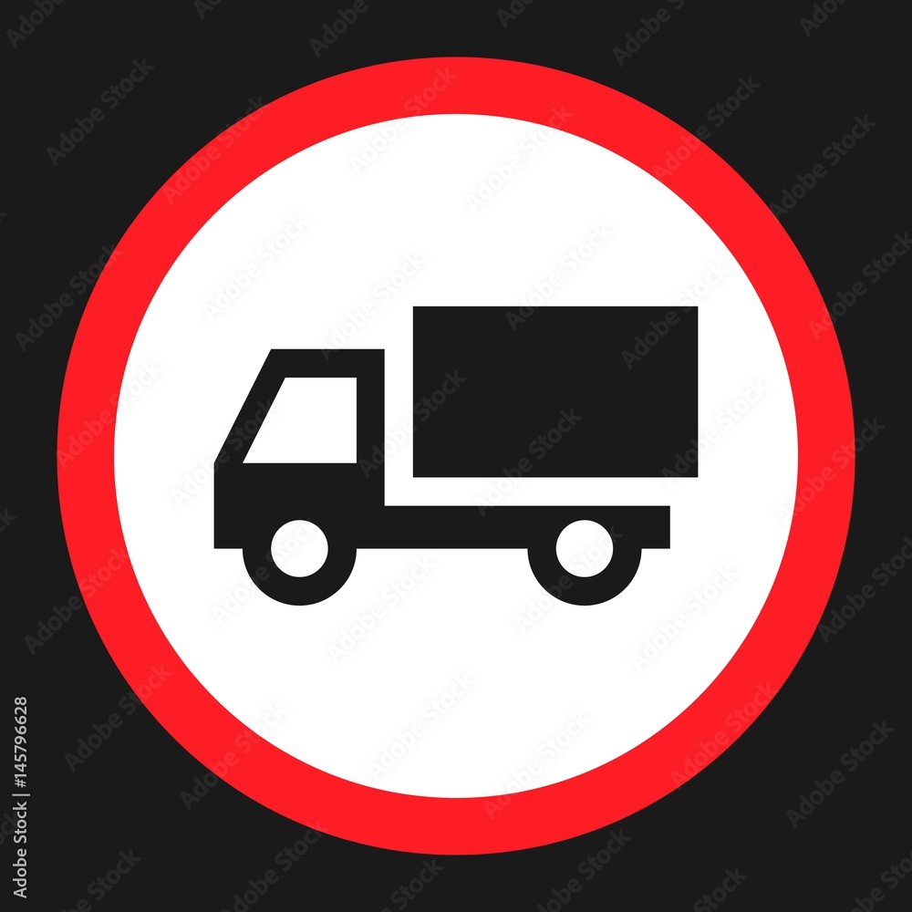No truck prohibited flat icon, Traffic and road sign, vector graphics, a solid pattern on a black background, eps 10. No truck prohibited flat icon, Traffic and road sign, vector graphics, a solid pattern on a black background, eps 10.