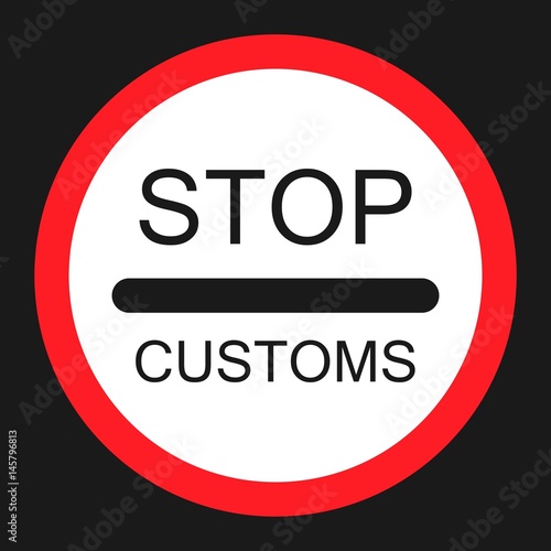 stop customs sign flat icon, Traffic and road sign, vector graphics, a solid pattern on a black background, eps 10.