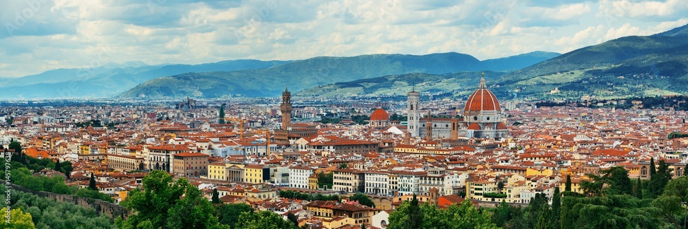 Florence Cathedral skyline panorama from mountain