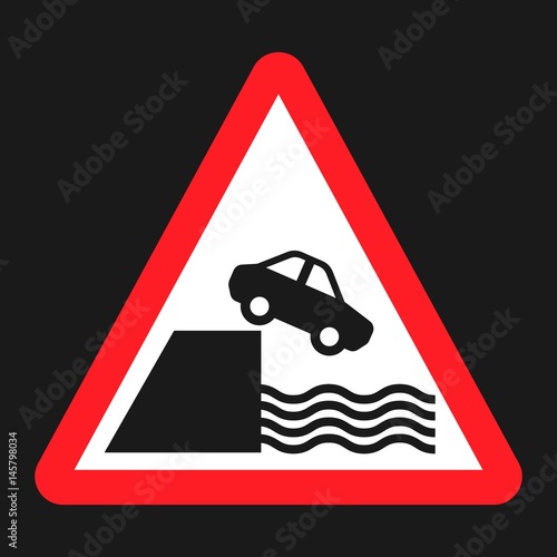 Embankment sign flat icon, Traffic and road sign, vector graphics, a solid pattern on a black background, eps 10