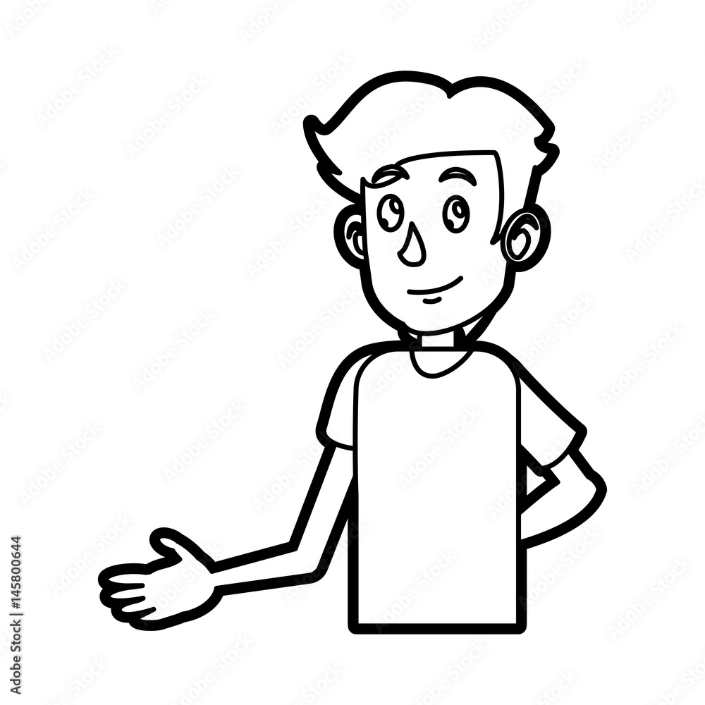 cartoon boy young character line vector illustration cartoon boy young character line vector illustration