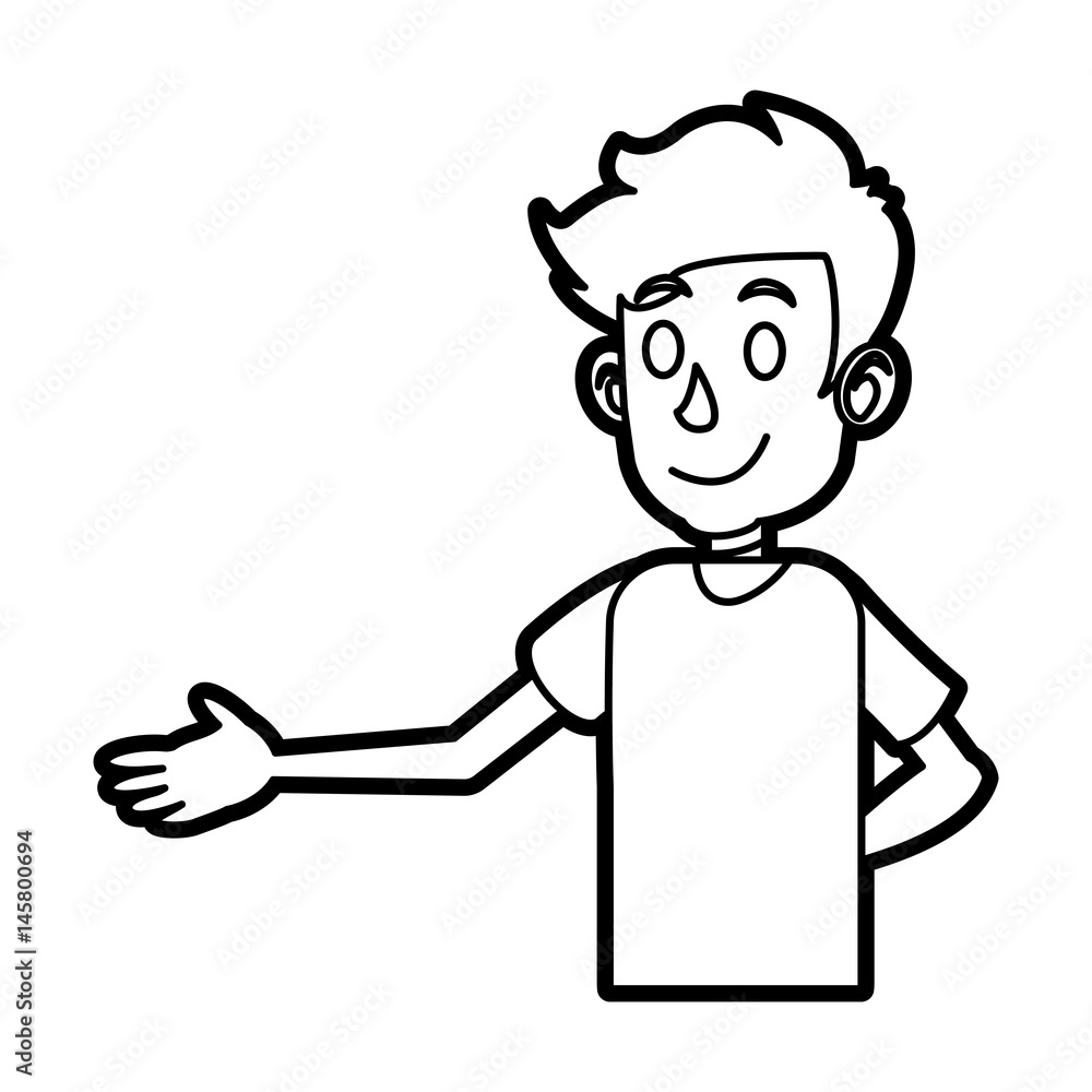 cartoon boy young character line vector illustration cartoon boy young character line vector illustration