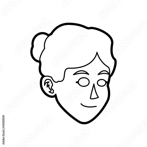 cartoon face woman girl female line image vector illustration