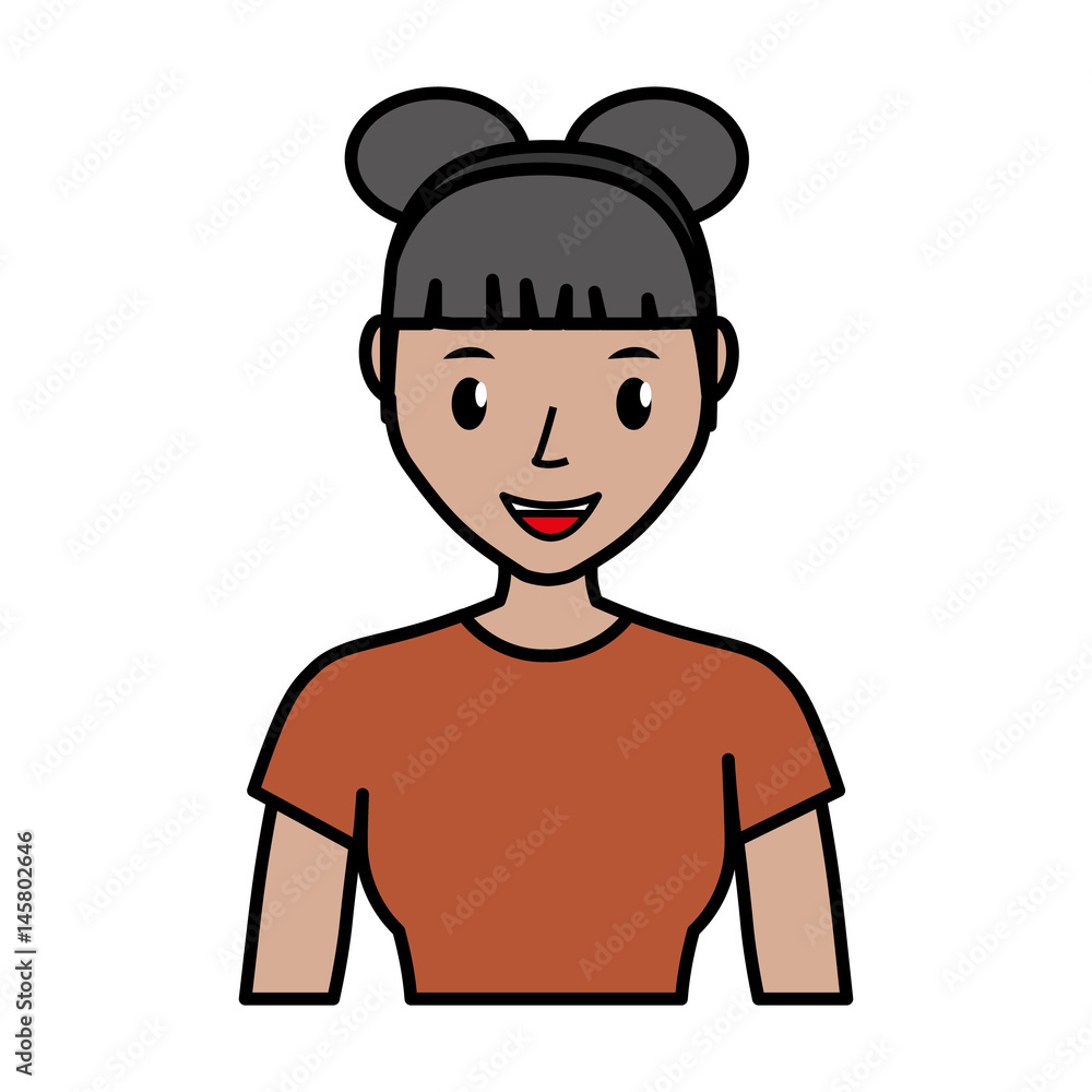 happy woman cartoon icon over white background. colorful design. vector illustration happy woman cartoon icon over white background. colorful design. vector illustration